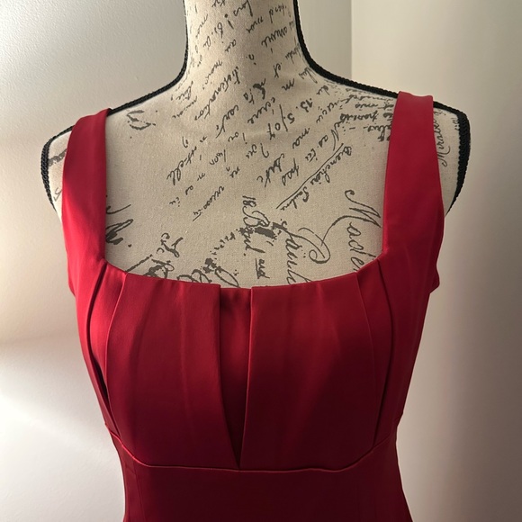 Calvin Klein Red Sheath Midi Dress Square Neck Sleeveless - Picture 3 of 5